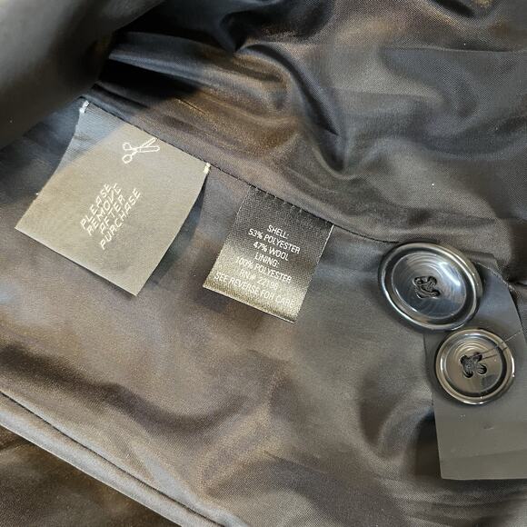 Croft & Barrow Small Black/White/Gray Wool Houndstooth Pattern Coat Knee Length - Picture 9 of 9